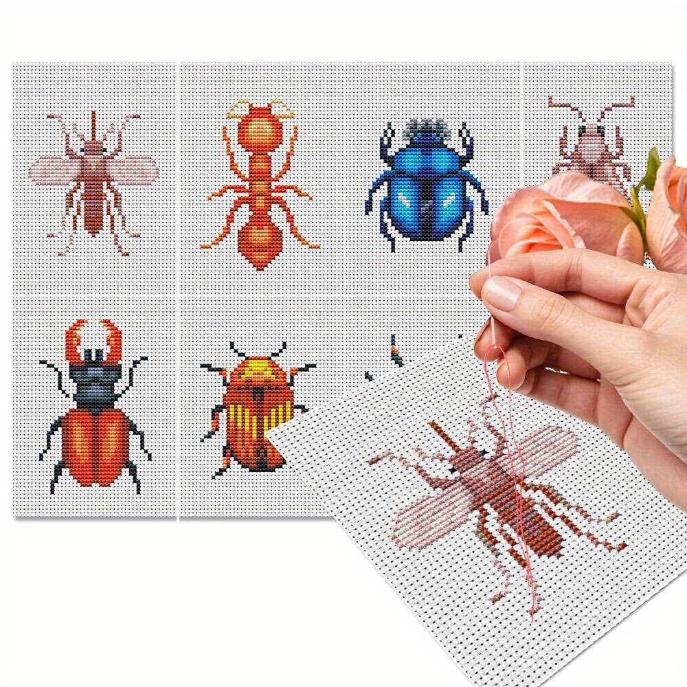 8Pcs Insect Cross Stitch Embro - đánh giá và giá Photography Geometry