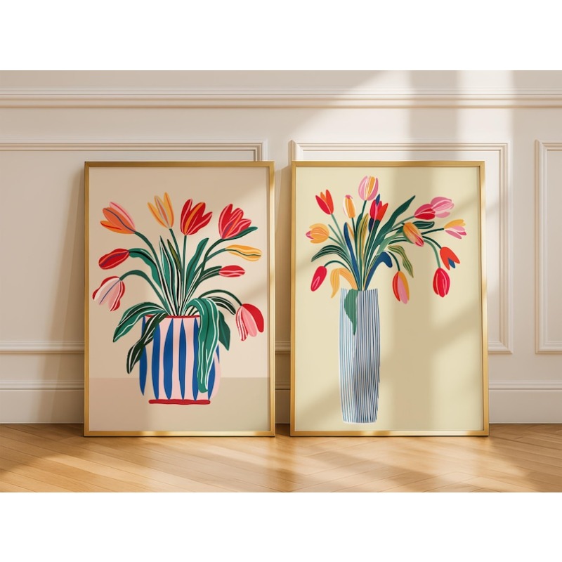 2pcs Tulip Flowers Canvas Wall - đánh giá và giá Photography Design