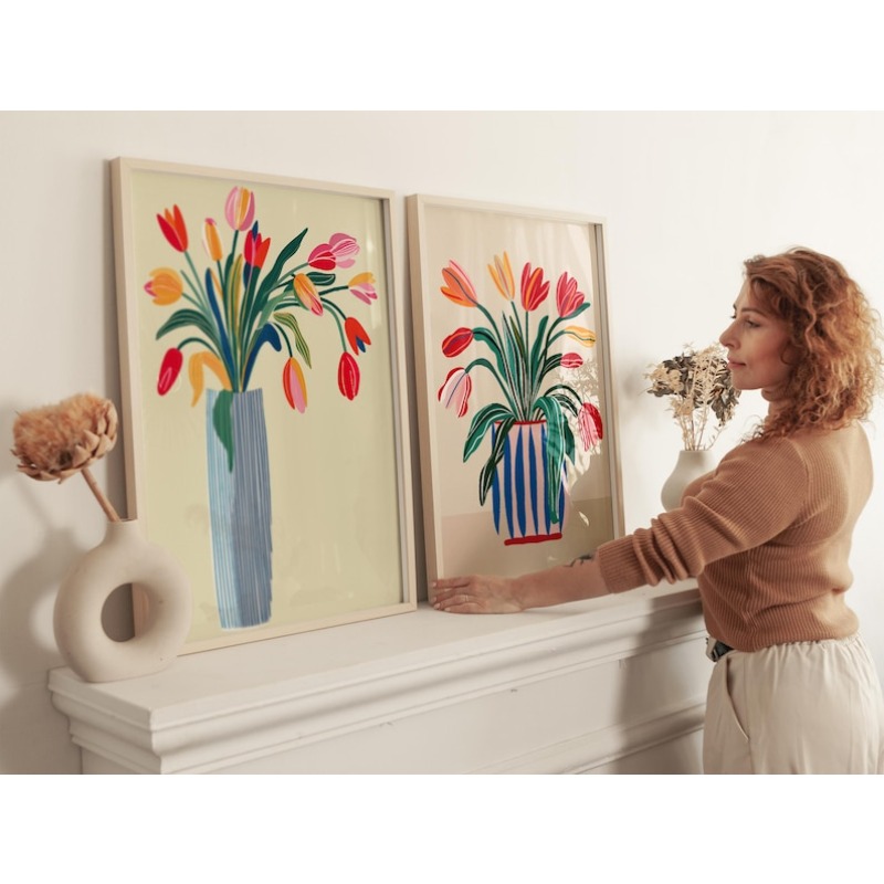2pcs Tulip Flowers Canvas Wall - đánh giá và giá Photography Design